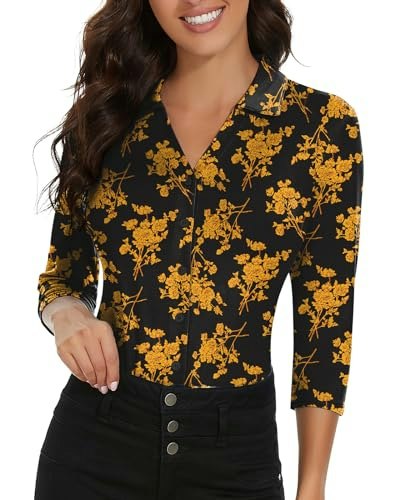 Women's 3/4 Sleeve Button-Down Polo Blouse: $23.19 Women's 3/4 Sleeve Button-Down Polo Blouse: $23.19