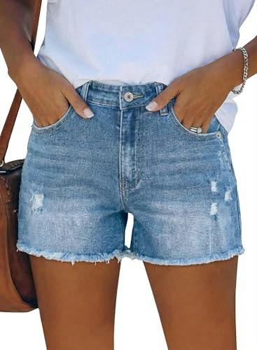 Modarani Women's High-Rise Distressed Denim Jean Shorts: $22.39 Modarani Women's High-Rise Distressed Denim Jean Shorts: $22.39