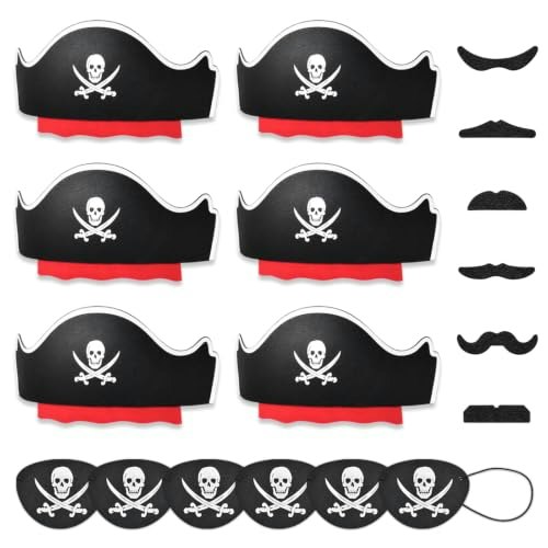 Halatool 18-Piece Pirate Party Hat and Accessory Set: $7.69