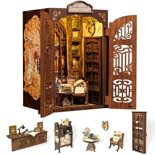 Book Nook Kit Bookshop Memories 3D Wooden Puzzle with LED: $26.39 Book Nook Kit Bookshop Memories 3D Wooden Puzzle with LED: $26.39