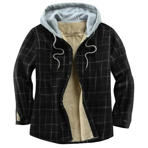 Derbars Men's Fleece-Lined Plaid Flannel Shirt Jacket: $29.59