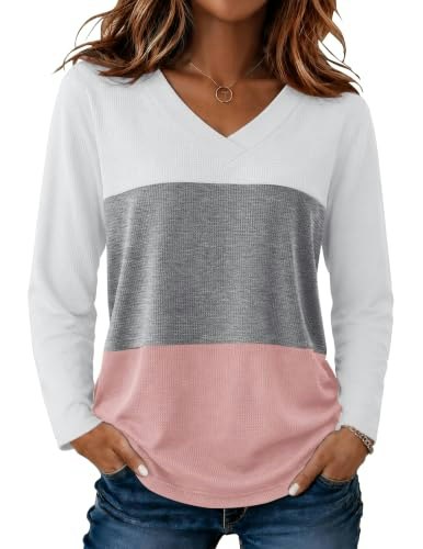 Zeagoo Women's Waffle Knit Long Sleeve Loose Fit Top: $12.33