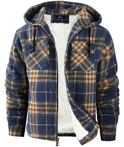 Scodi Men's Flannel Sherpa Lined Hooded Shirt Jacket: $29.99