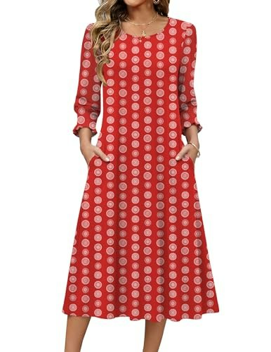 Zeagoo Women's 3/4 Sleeve Floral A-Line Midi Dress: $27.99
