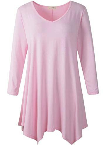 Larace Plus Size V-Neck 3/4 Sleeve Tunic Top: $19.99
