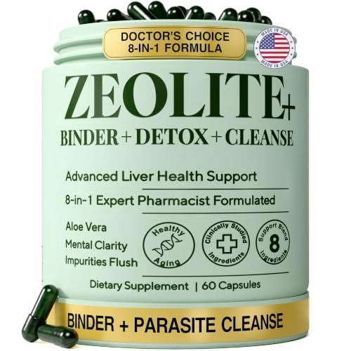 Zeolite and Activated Charcoal 8-in-1 Detox Binder 60-Count: $18.56