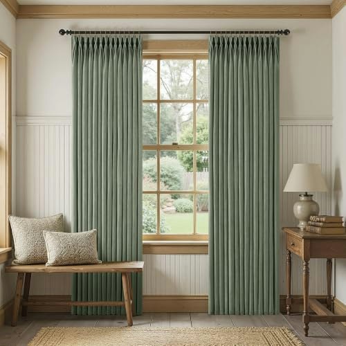 Sage Green Pleated Linen Curtains 2-Panel Set: $63.19 Sage Green Pleated Linen Curtains 2-Panel Set: $63.19