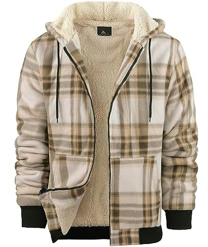 Valanch Men's Fleece-Lined Full-Zip Flannel Hoodie: $28.49