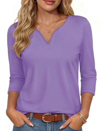 Yucolen Women's V-Neck Henley Tunic Top: $18.98