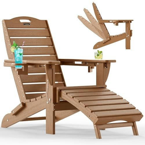 Ciokea HDPE Folding Adirondack Chair with Footrest: $87.99 Ciokea HDPE Folding Adirondack Chair with Footrest: $87.99