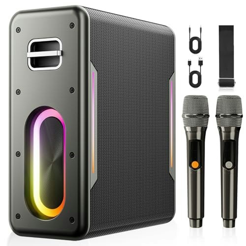 Portable Karaoke Machine with 2 Wireless Microphones: $56.99 Portable Karaoke Machine with 2 Wireless Microphones: $56.99