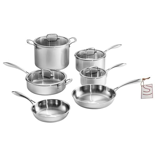 Sanfela 10-Piece 5-Ply Stainless Steel Cookware Set: $179.99 Sanfela 10-Piece 5-Ply Stainless Steel Cookware Set: $179.99