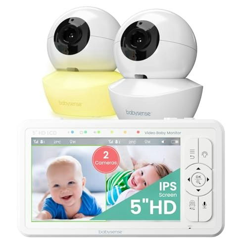 Babysense 5-inch HD Non-WiFi Split-Screen Video Baby Monitor with 2 Cameras: $129.99