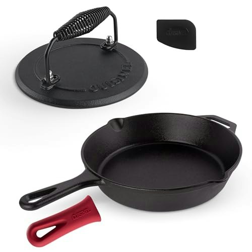 Cuisinel 10-inch Pre-Seasoned Cast Iron Skillet and Grill Press Set: $31.99 Cuisinel 10-inch Pre-Seasoned Cast Iron Skillet and Grill Press Set: $31.99