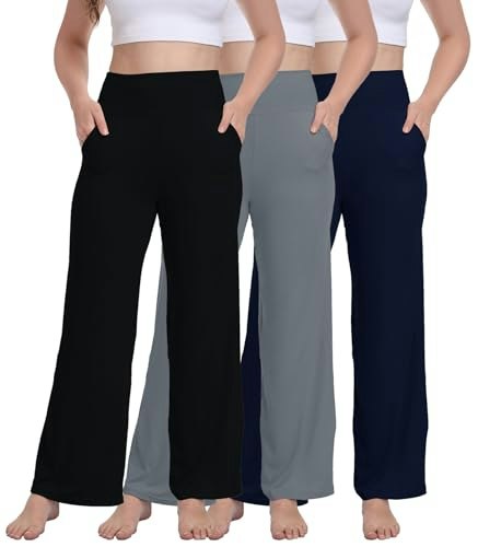 Women's Wide Leg High Waisted Lounge Pants 3-Pack: $25.59