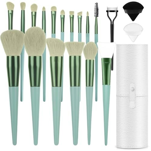 Luxbru 20-Piece Makeup Brush Set with Travel Case and Powder Puffs: $15.99 Luxbru 20-Piece Makeup Brush Set with Travel Case and Powder Puffs: $15.99