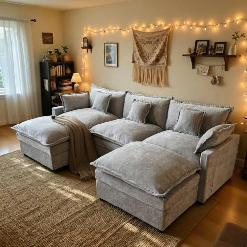 Weaxty 108-inch U-Shaped Cloud Couch 3-Seater Sofa with 2 Ottomans: $559.20 Weaxty 108-inch U-Shaped Cloud Couch 3-Seater Sofa with 2 Ottomans: $559.20