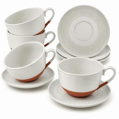 Feenmai 12-oz. Ceramic Cappuccino Cups and Saucers 4-Pack: $24.79 Feenmai 12-oz. Ceramic Cappuccino Cups and Saucers 4-Pack: $24.79