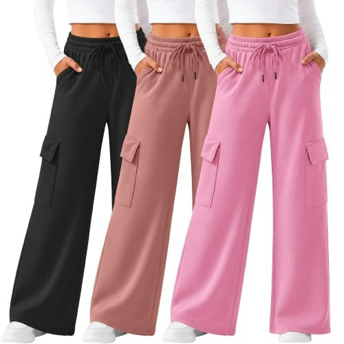 LessonZoo Girls Cargo Wide Leg Sweatpants 3-Pack: $31.99 LessonZoo Girls Cargo Wide Leg Sweatpants 3-Pack: $31.99