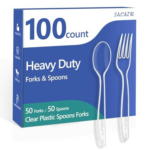 Sacatr 100-Piece Clear Plastic Silverware Set: $6.39