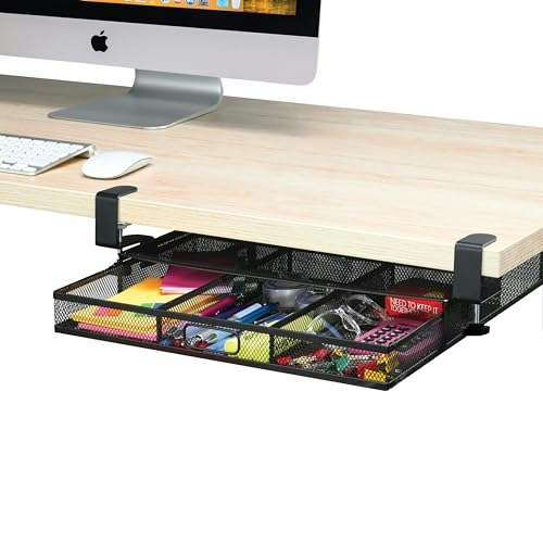 Clamp-On Under Desk Mesh Drawer Organizer: $17.59 Clamp-On Under Desk Mesh Drawer Organizer: $17.59