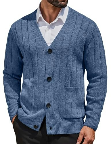 Coofandy Men's V-Neck Knitted Cardigan Sweater: $25.15