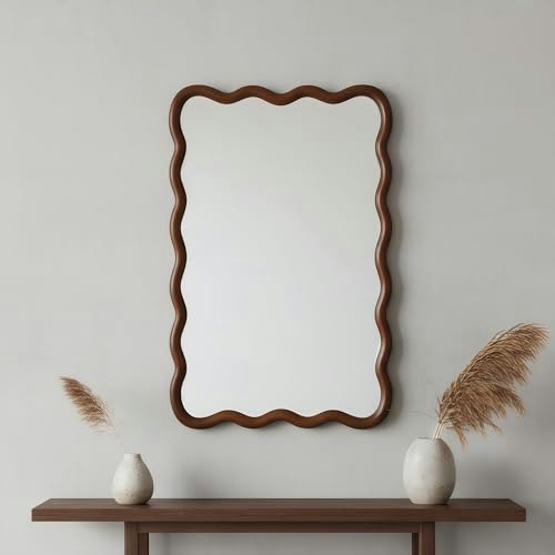 GDFStudio 20"x30" Wavy Rectangle Wood Wall Mirror: $80.12