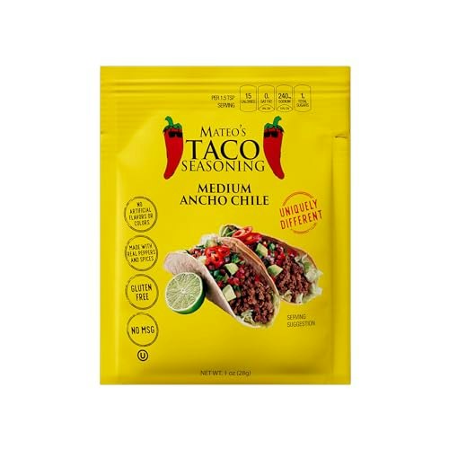 Mateo's Medium Ancho Chile Taco Seasoning 1-oz. Packet 12-Pack: $12