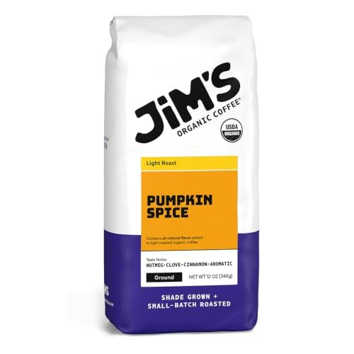 Jim's Organic Pumpkin Spice Ground Coffee 12-oz. Bag: $14.99 Jim's Organic Pumpkin Spice Ground Coffee 12-oz. Bag: $14.99