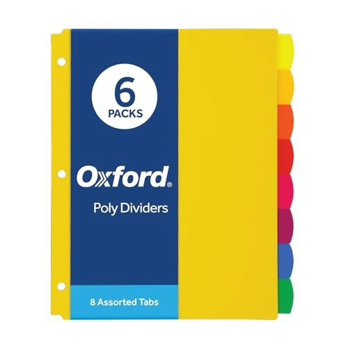 Oxford 8-Tab Plastic Binder Dividers 6-Sets: $4.98 Oxford 8-Tab Plastic Binder Dividers 6-Sets: $4.98