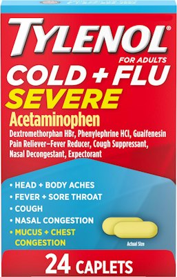 Tylenol Cold & Flu Severe Caplets 24-Pack for $5.39 w/ Prime + free shipping