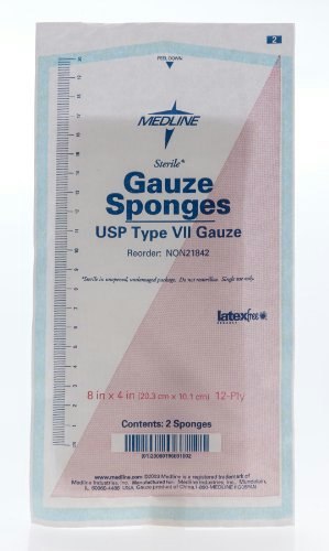 Medline 4" x 4" 12-Ply Sterile Cotton Gauze Sponges 50-Pack: $12.77 Medline 4" x 4" 12-Ply Sterile Cotton Gauze Sponges 50-Pack: $12.77