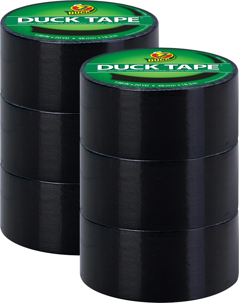 Duck Tape Black Duct Tape 1.88" x 20-Yard Roll 6-Pack: $11 w/ Prime