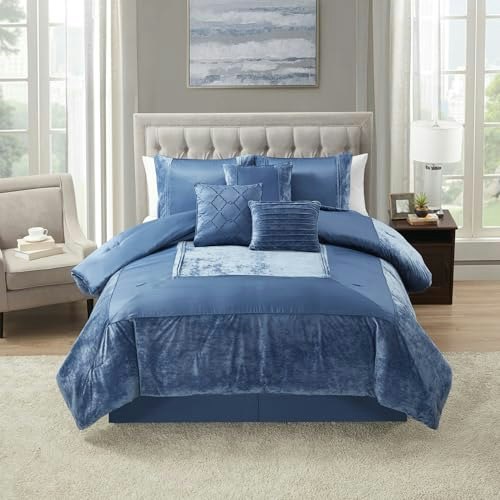 Queen 7-Piece Crushed Velvet Comforter Set: $58.99 Queen 7-Piece Crushed Velvet Comforter Set: $58.99