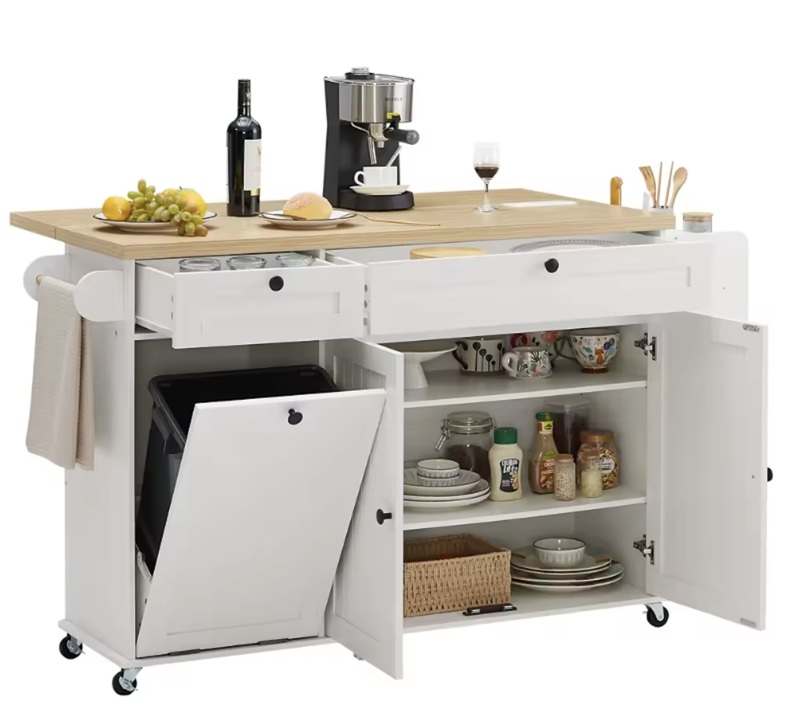 60" Rolling Mobile Kitchen Island for $117 + free shipping