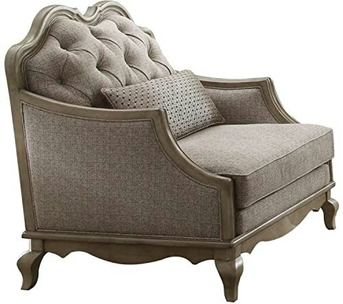 Acme Chelmsford Beige Fabric Chair with Pillow: $906.78 Acme Chelmsford Beige Fabric Chair with Pillow: $906.78