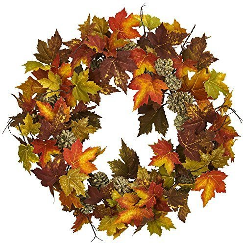 Nearly Natural 24-Inch Maple and Pine Cone Wreath: $42.27