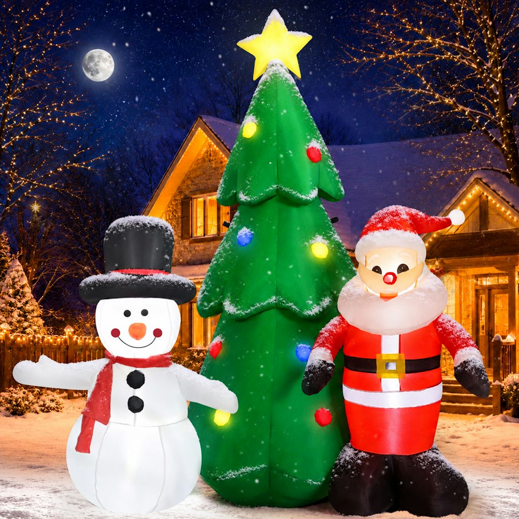 Yexmas 6-Foot Christmas Tree Inflatable Outdoor Decoration with Santa Claus & Snowman: $37.99