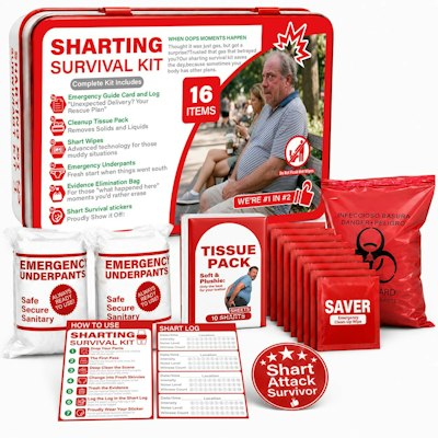 Hawkrown Sharting Survival Kit Gag Gift for $14 w/ Prime + free shipping