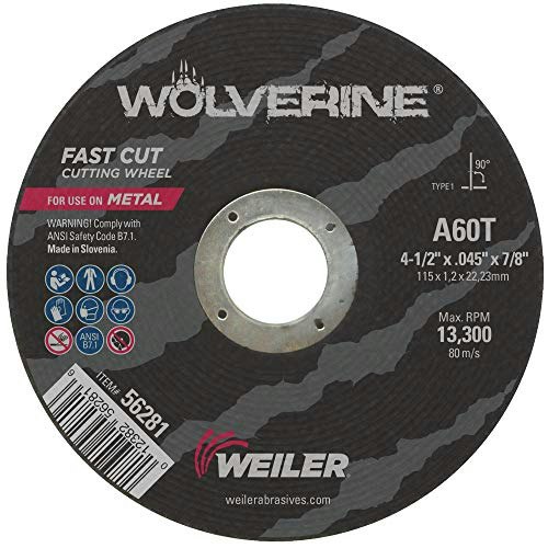 Weiler 4-1/2-inch Wolverine Metal Cutting Wheel 25-Pack: $50.26 Weiler 4-1/2-inch Wolverine Metal Cutting Wheel 25-Pack: $50.26