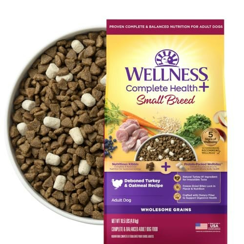 Wellness Small Breed Adult Turkey and Oatmeal Dry Dog Food 10.5-lb Bag: $41.83 Wellness Small Breed Adult Turkey and Oatmeal Dry Dog Food 10.5-lb Bag: $41.83