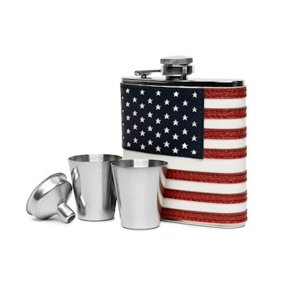 Outset 6-oz. American Flag Stainless Steel Flask and Funnel Set for $18 + free shipping w/ Prime