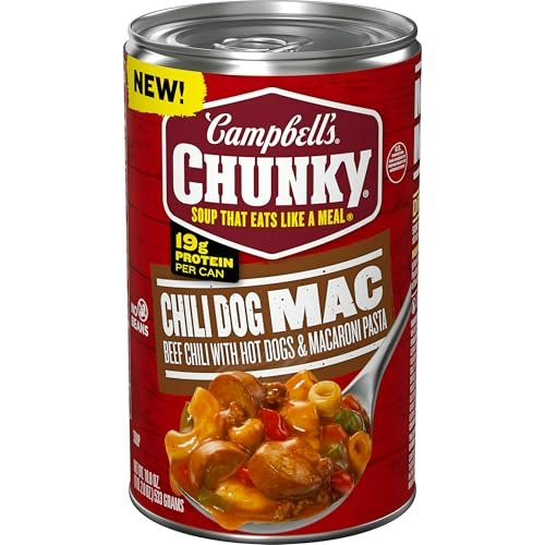 Campbell’s Chunky Chili Dog Mac Soup 18.8-oz. Can: $1.98 Campbell’s Chunky Chili Dog Mac Soup 18.8-oz. Can: $1.98