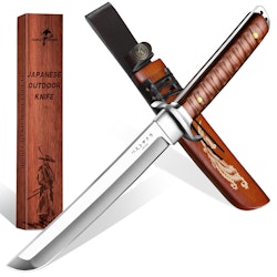 Purple Dragon Japanese Tanto Fixed Blade Knife w/ Engraved Sheath for $35 w/ Prime + free shipping