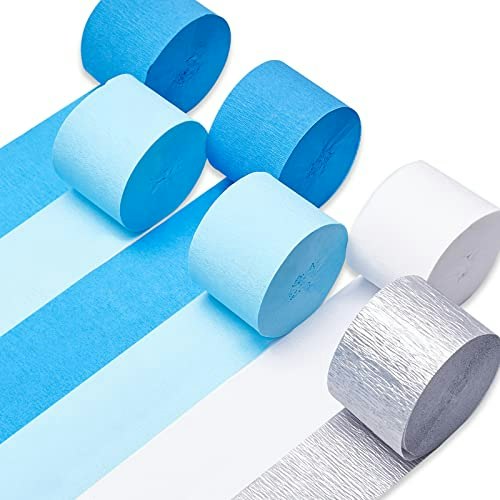 PartyWoo White, Silver, and Royal Blue Crepe Paper Streamer 6-Pack: $6.99 PartyWoo White, Silver, and Royal Blue Crepe Paper Streamer 6-Pack: $6.99