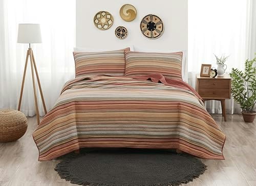 Brooklyn Loom Sunset Stripe Cotton Full/Queen Quilt Set 3-Piece: $79.46 Brooklyn Loom Sunset Stripe Cotton Full/Queen Quilt Set 3-Piece: $79.46