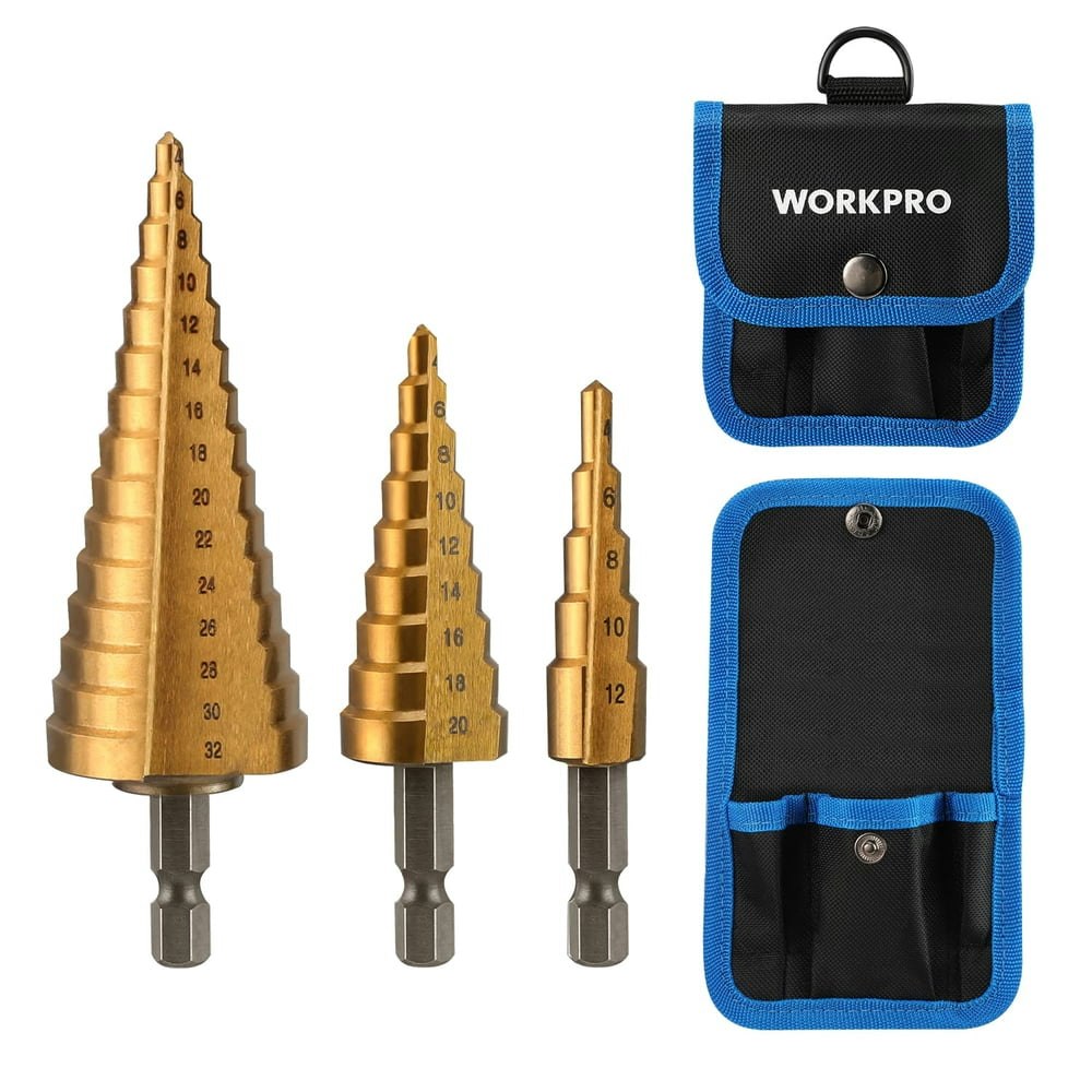 Workpro 3-Piece Step Drill Bit Set: $12.99 Workpro 3-Piece Step Drill Bit Set: $12.99