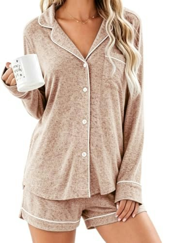 Aamikast Women's Button-Down Long Sleeve Pajama Set: $23.73 Aamikast Women's Button-Down Long Sleeve Pajama Set: $23.73
