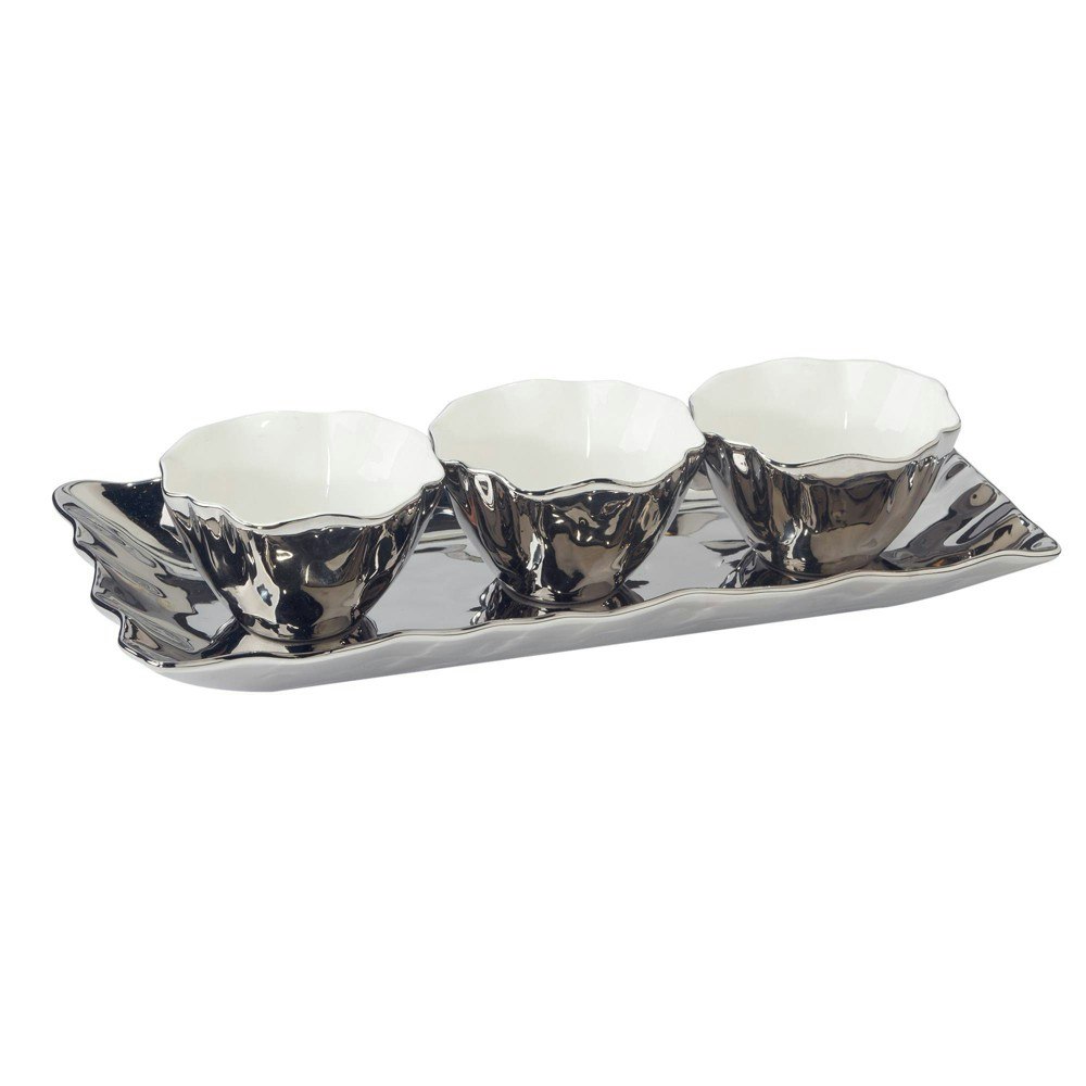 Certified International Silver Coast Tray and Condiment Bowl 4-Piece Set: $39.99 Certified International Silver Coast Tray and Condiment Bowl 4-Piece Set: $39.99