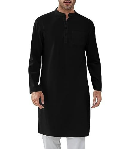 Gafeng Men's Cotton Henley Kaftan Robe: $23.74 Gafeng Men's Cotton Henley Kaftan Robe: $23.74